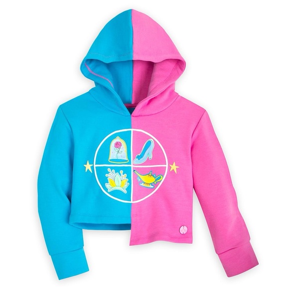 Disney Other - Disney Store Princess Fashion Pullover Pink/Blue Hoodie for Girls Sz 9/10- NWOT